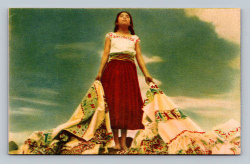 Mexican home spun textiles postcard from Mexico City by F. Sanchez H. y Cia