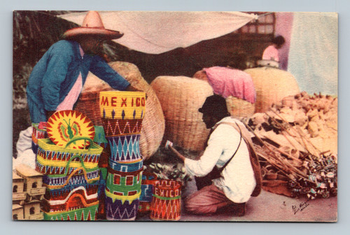 Toluca baskets from Toluca Mexico postcard by P. Sanchez H. y Cia.