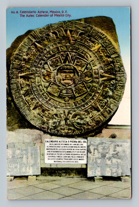 The Aztec Calendar of Mexico City postcard by F Martín
