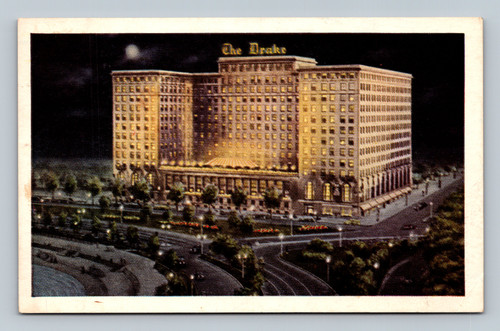 The Drake Hotel on Lake Michigan at North Michigan Avenue and Lake Shore Drive Chicago postcard