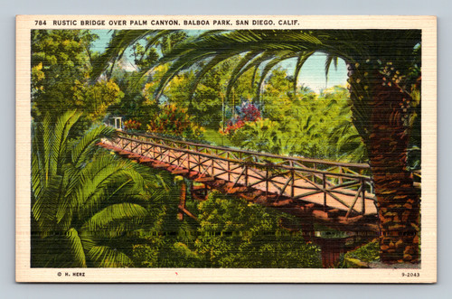 Rustic bridge over Palm Canyon in Balboa Park San Diego