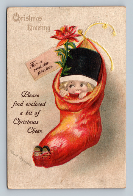 Christmas Greeting Card with Handwritten Message New York 1906