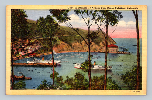 Glimpse of Avalon Bay Santa Catalina California postcard