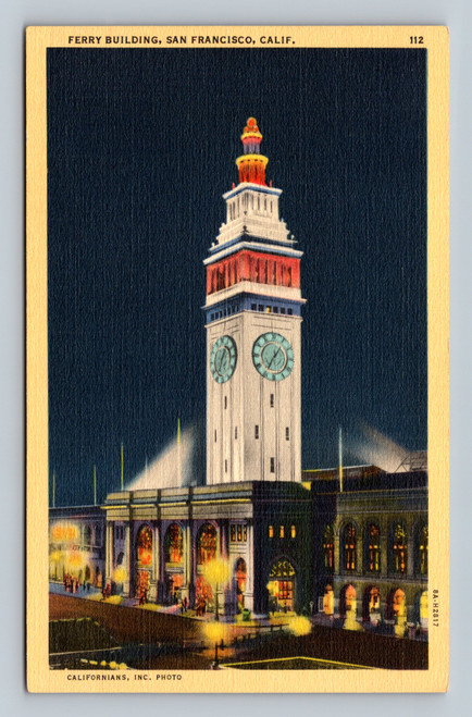 Ferry Building with clock tower in San Francisco California postcard