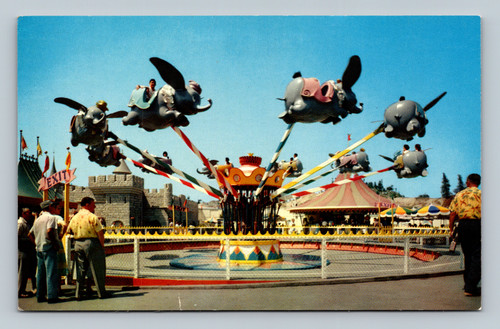 Dumbo ride in Fantasyland at Disneyland Anaheim California postcard
