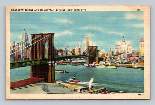 Brooklyn Bridge and Manhattan Skyline with Empire State Building in New York City