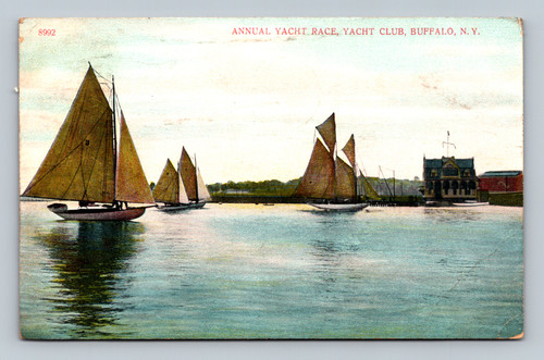 Annual yacht race at the Yacht Club in Buffalo, New York, 1909 postcard