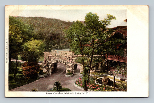 Porte Cochère at Mohonk Lake New York antique postcard