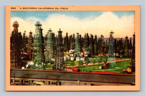 Southern California oil field in Los Angeles postcard by Longshaw Card Co