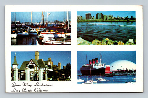Queen Mary ship at Londontowne Long Beach California postcard