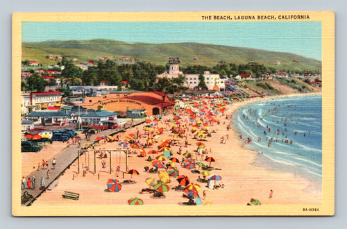 Dancing on the beach at Laguna Beach California postcard