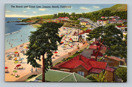 The Beach and Coast Line Laguna Beach California postcard