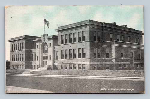 Lincoln School building Hamilton Ohio historic postcard 1911