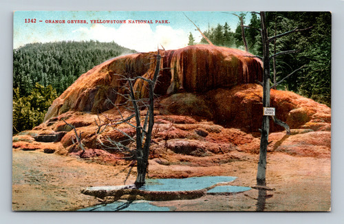 Orange Geyser Yellowstone National Park vintage postcard by Edw. H. Mitchell