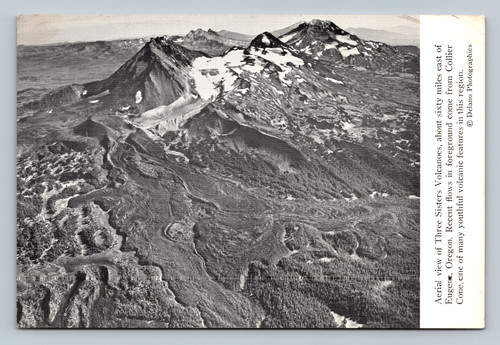 Aerial view of Three Sisters Volcanoes with recent flows from Collier Cone near Eugene Oregon