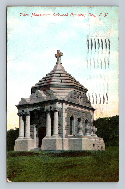 Tracy Mausoleum at Oakwood Cemetery, Troy NY postcard
