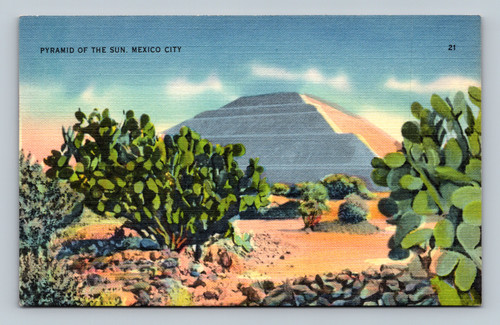 Pyramid of the Sun Mexico City postcard by Sandoval News Service