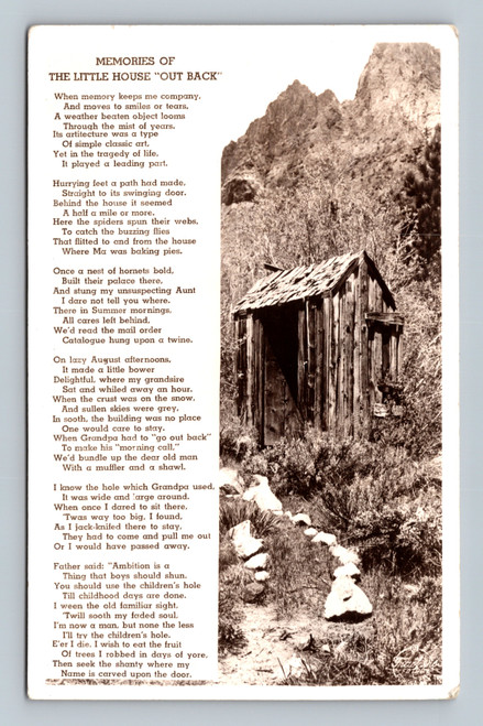 The Little House Out Back nostalgic postcard by Frasher's Inc Pomona California