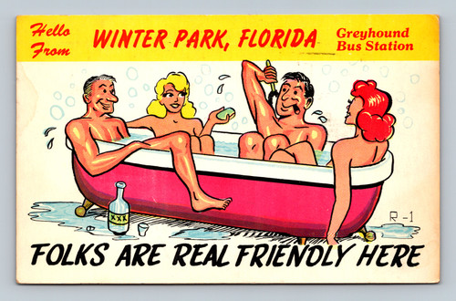 Greyhound Bus Station Winter Park Florida 1964 Postmarked Postcard