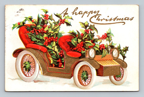 Happy Christmas greeting postcard