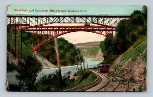 Steel Arch and Cantilever Bridges over Niagara River postcard
