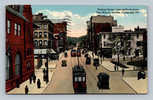 Federal Street looking north from Fort Wayne Station Pittsburgh PA postcard