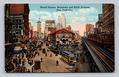 Herald Square and Broadway North from 33rd Street New York City postcard