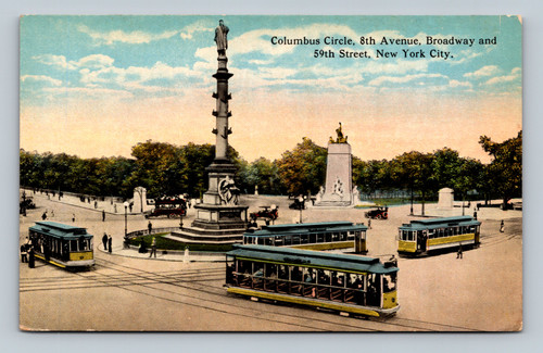 Columbus Circle with monument at 8th Avenue, Broadway and 59th Street, New York City