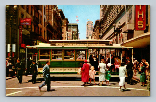 Cable car on turn-table at Powell and Market Street San Francisco