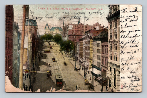 Up State Street from Broadway Albany NY vintage postcard by A. C. Bosselman