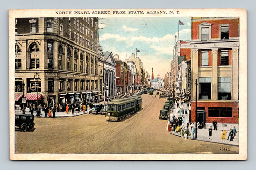 North Pearl Street from State, Albany, New York vintage postcard