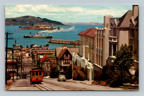Cable car on Hyde Street San Francisco postcard by E. F. Clements