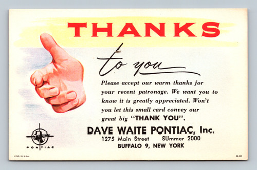 Thank you message from Dave Waite Pontiac dealership Buffalo NY