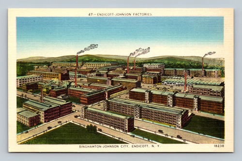 Endicott-Johnson Factories in Binghamton-Johnson City, Endicott NY vintage postcard