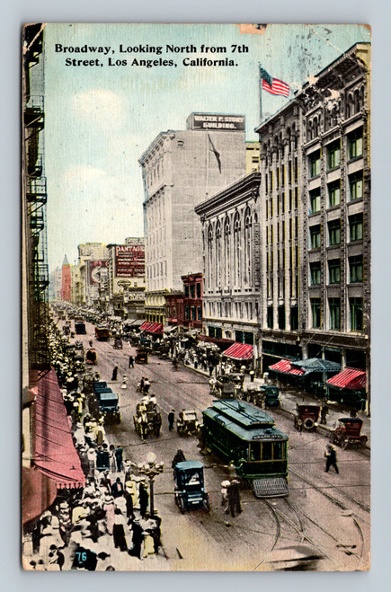 Broadway Looking North from 7th Street Los Angeles California 1912 postcard