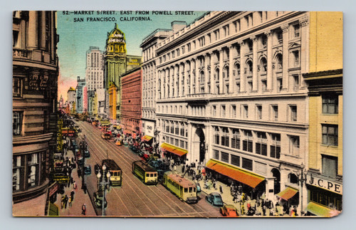 Market Street East from Powell Street San Francisco California vintage postcard