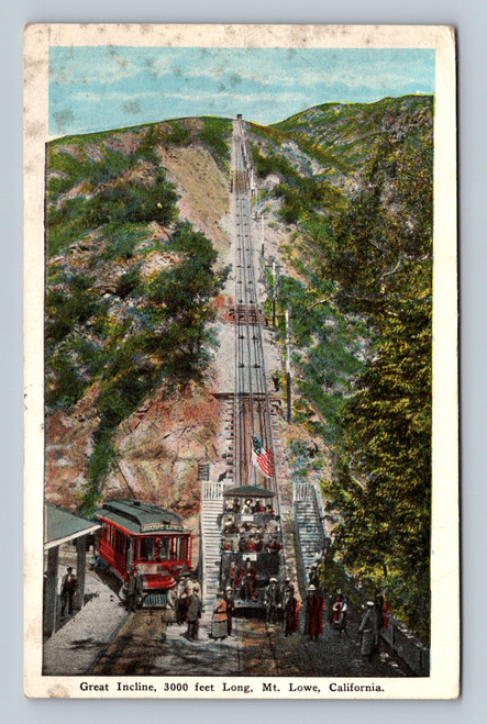 Great Incline 3000 feet long at Mt. Lowe California postcard