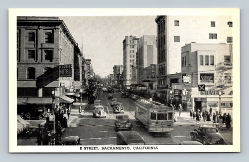 K Street Sacramento major business thoroughfare postcard