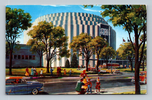 Ford Rotunda building in Dearborn Michigan postcard