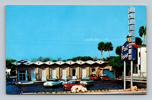 Greyhound Terminal and Post House Cafeteria Daytona Beach Florida postcard