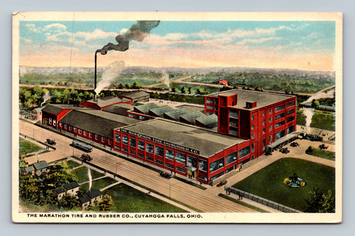 Marathon Tire and Rubber Company building in Cuyahoga Falls Ohio vintage postcard