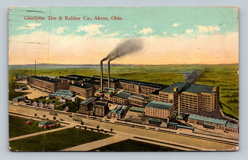 Goodyear Tire & Rubber Co. building in Akron Ohio vintage postcard