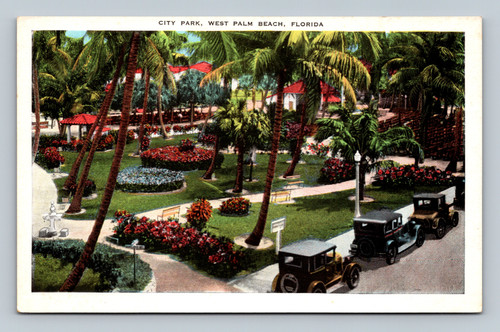 City Park West Palm Beach Florida vintage postcard by K. G. Kropp Co.