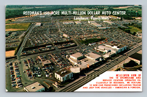 Helicopter view of Reedman's 150-acre auto center with 18 showrooms in Langhorne PA