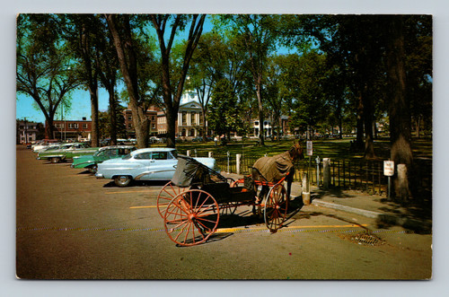 Free parking space for horse and buggy in Lebanon New Hampshire postcard