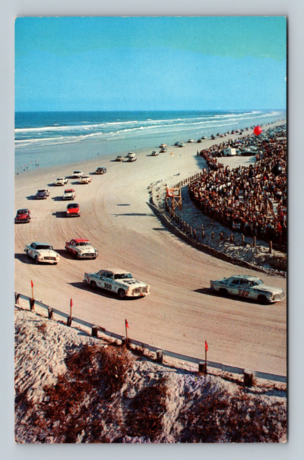Famous North Turn stock car racing at Daytona Beach Florida postcard