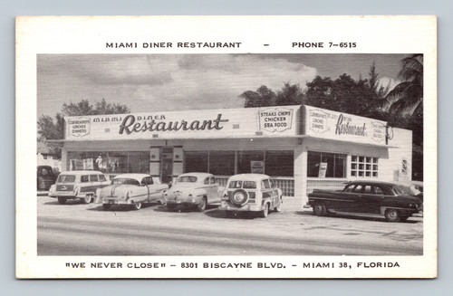 Miami Diner Restaurant exterior and signage at 8301 Biscayne Blvd Miami Florida