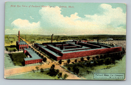 Birds Eye View of Packard Motor Car Co. Detroit Michigan postcard