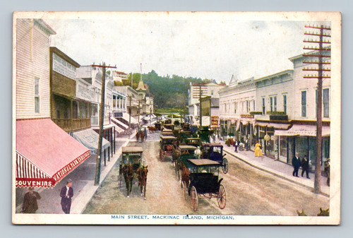Main Street Mackinac Island Michigan vintage postcard published by SVO Mammon Publishing Co