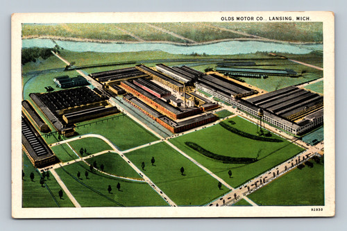 Olds Motor Company building Lansing Michigan vintage postcard